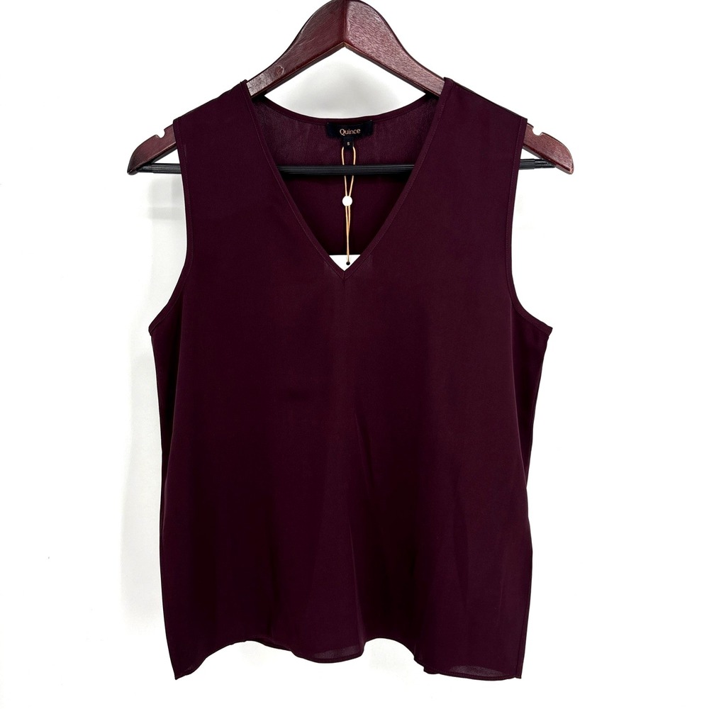 Quince Washable Stretch Silk Tank Wine Tasting Red Size S Womens Sleeveless NWT